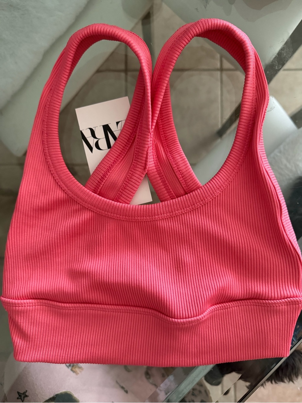Zara Ribbed Crop Top pink